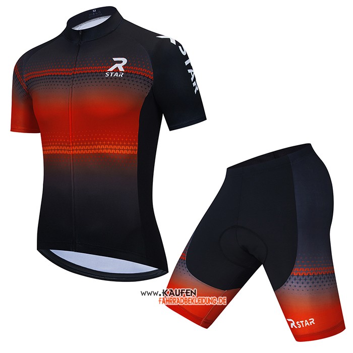 R Star Kurzarmtrikot 2021 und Kurze Tragerhose Shwarz Orange